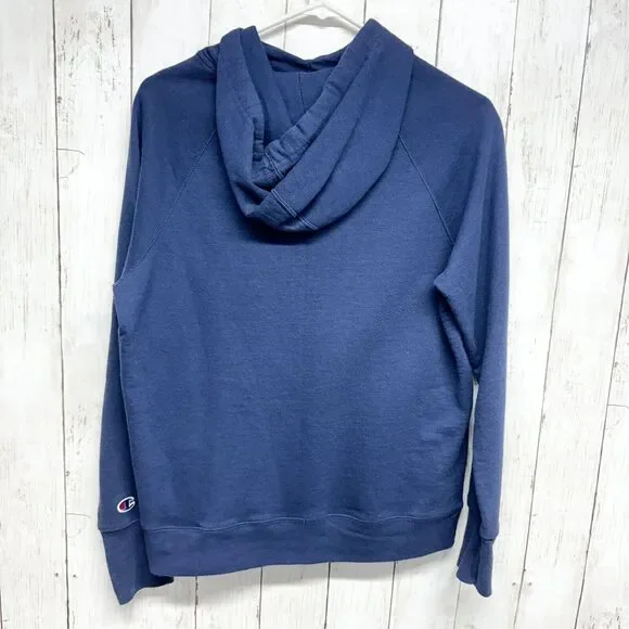 Champion Hoodie Women Size Small Blue Open Pocket Cotton Logo Pastel Casual Fit - Picture 4 of 4